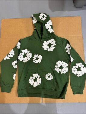 Green Floral-Print Men's Hoodie Sweatshirt